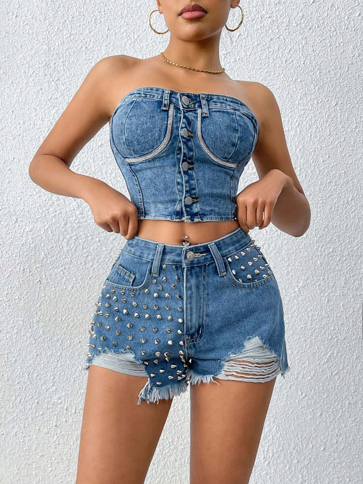 Pantaloni scurți SHEIN, albastru