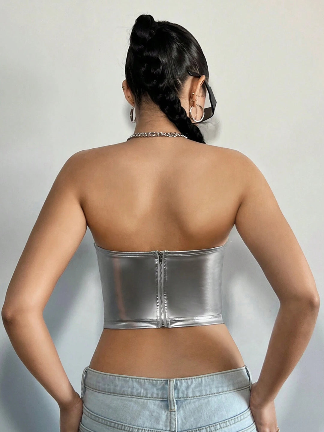 Top Shein, argintiu