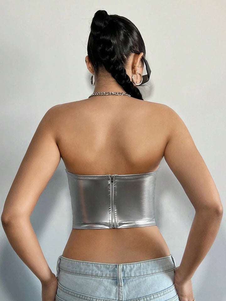 Top Shein, argintiu