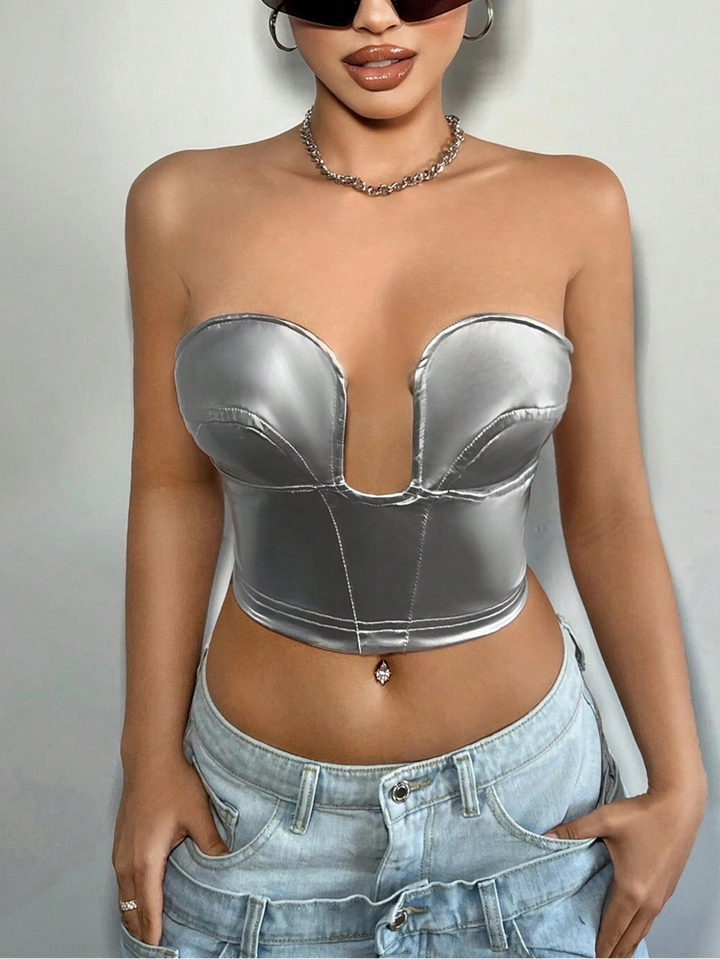 Top Shein, argintiu