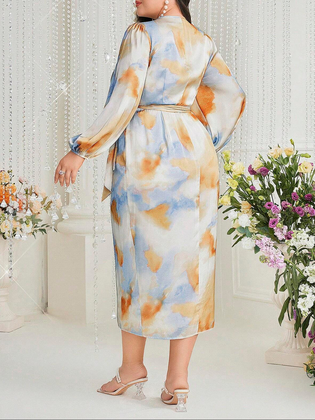 Rochie midi Shein Curve+, mix culori