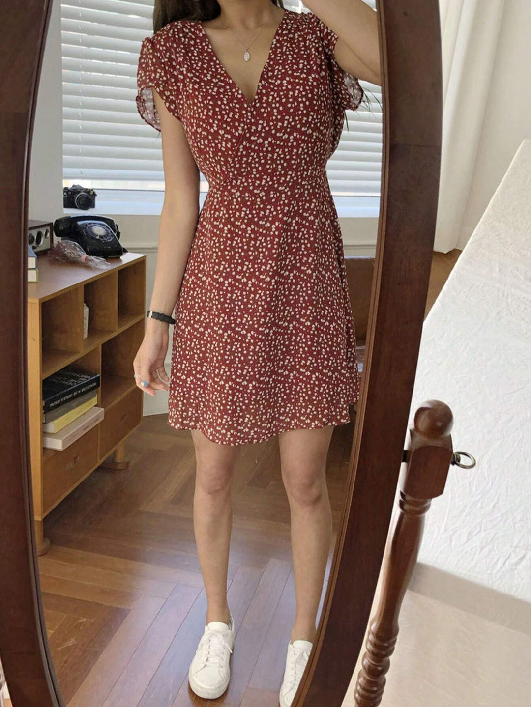 Shein mini ruha, bordó