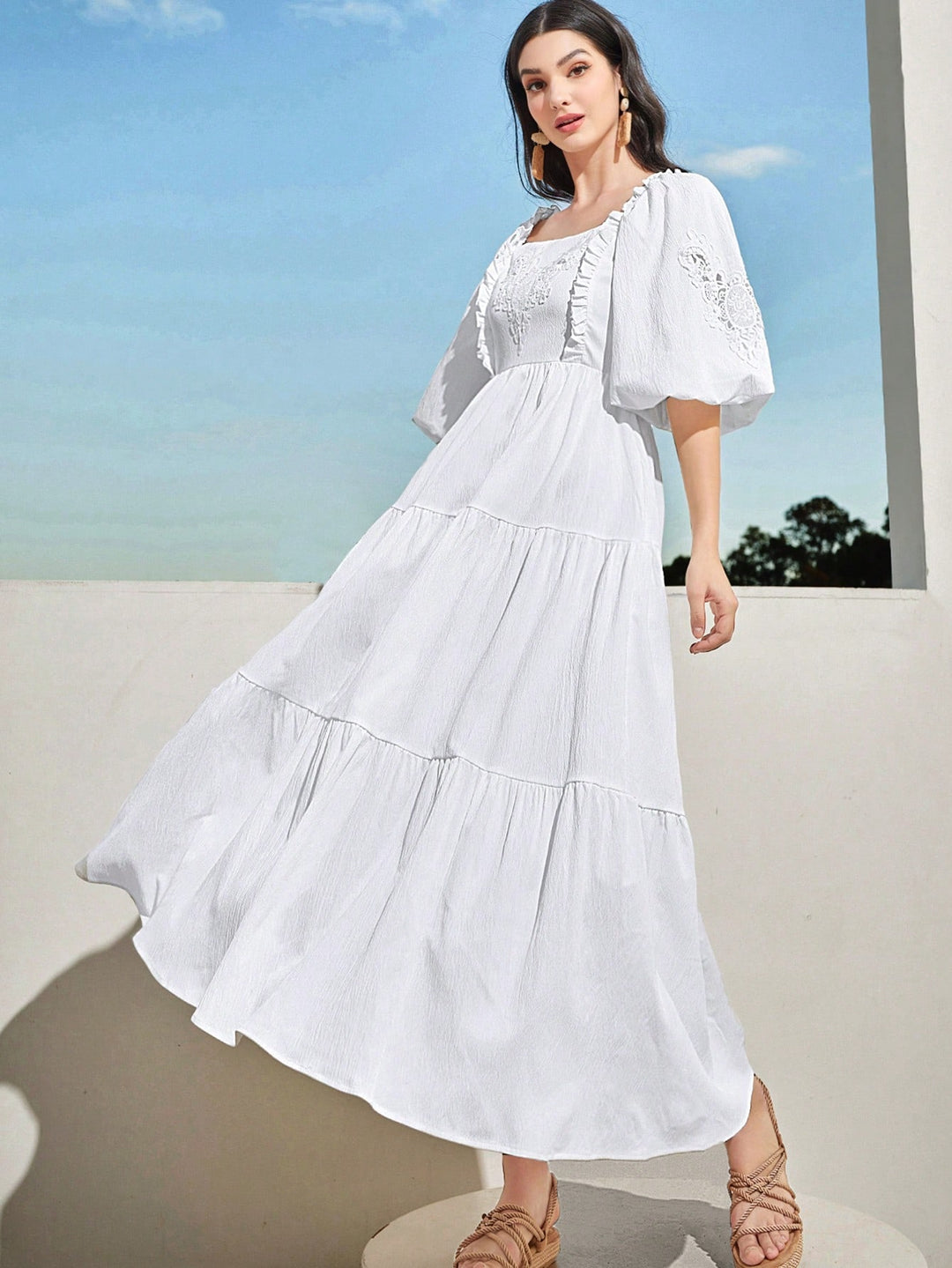 Rochie maxi SHEIN, alb