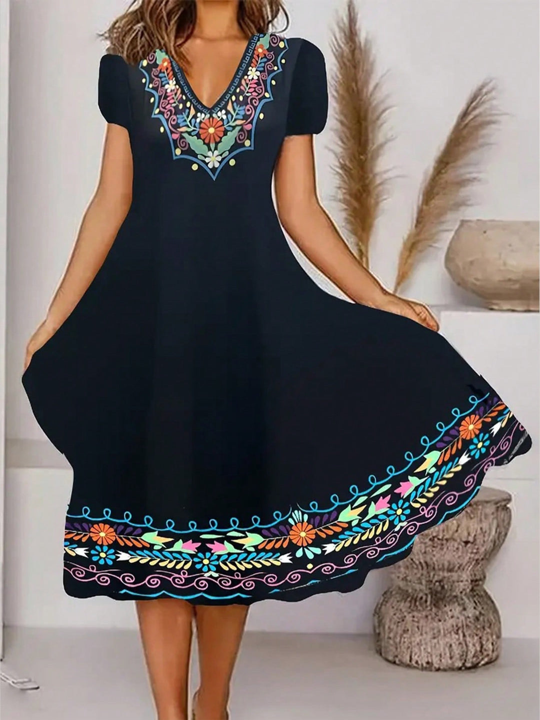 SHEIN maxi ruha, fekete