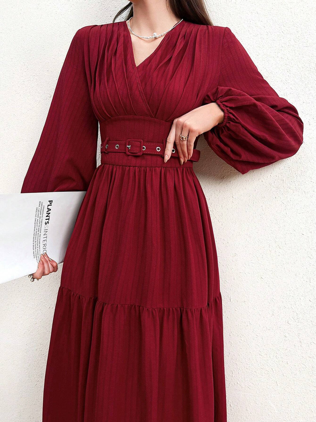 SHEIN maxi ruha, bordó