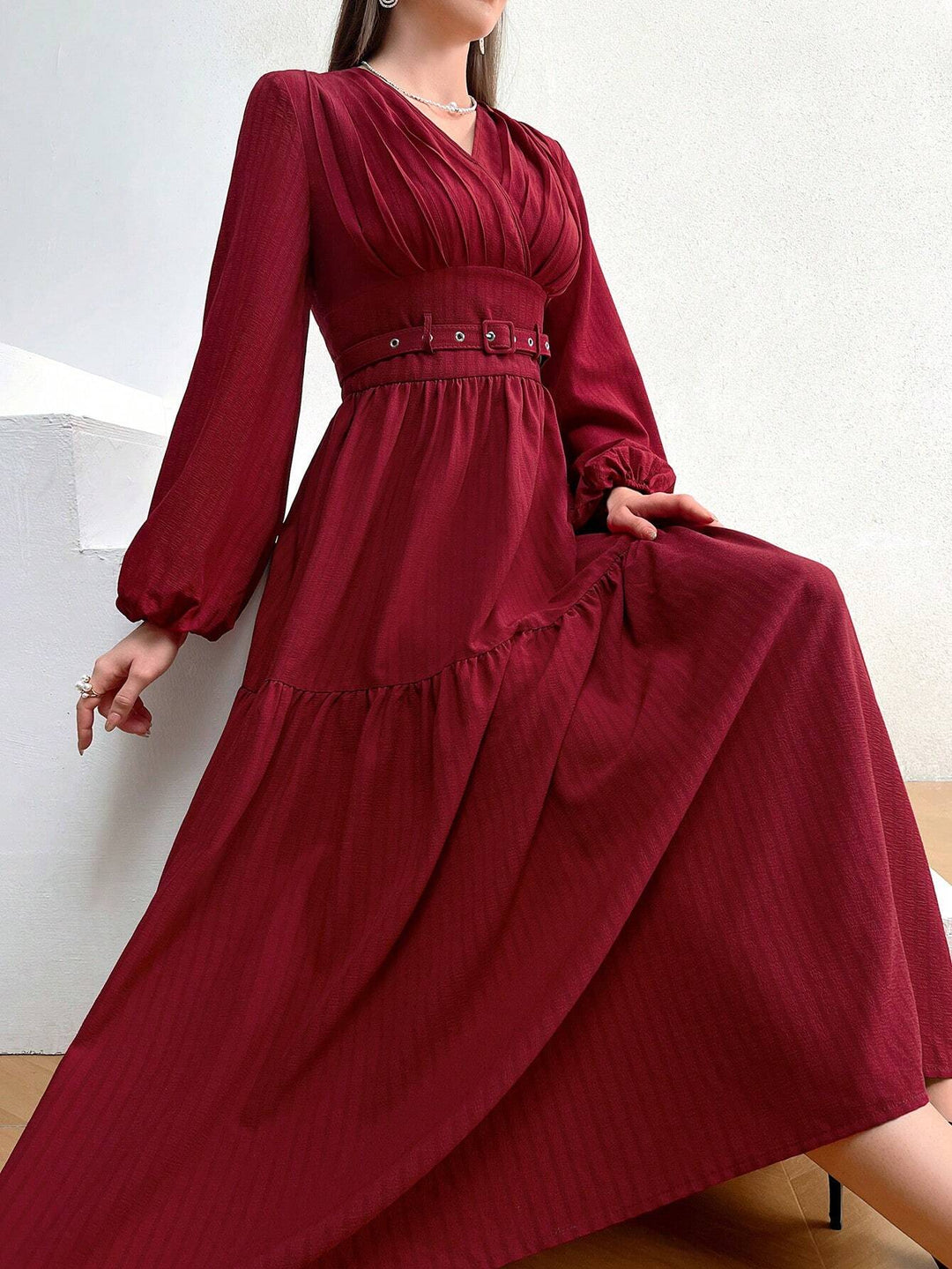 SHEIN maxi ruha, bordó