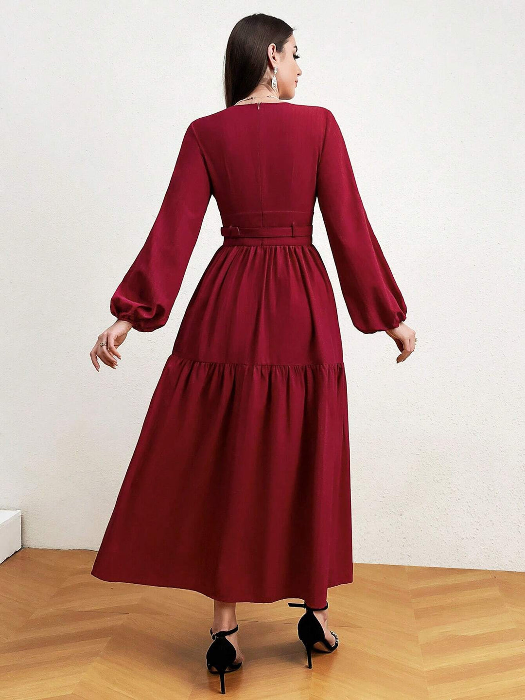 SHEIN maxi ruha, bordó