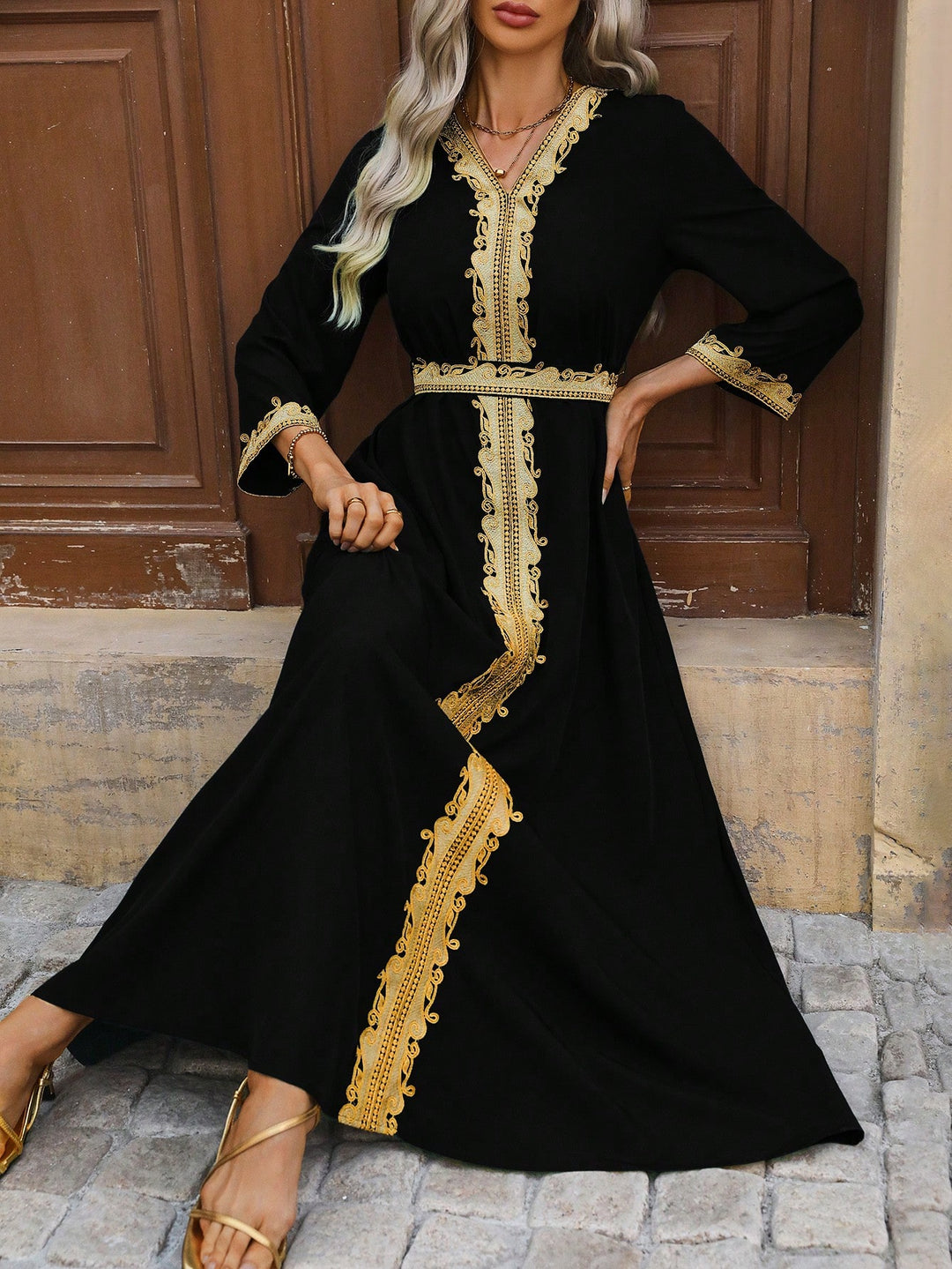 Set caftan și jalabiya SHEIN, negru