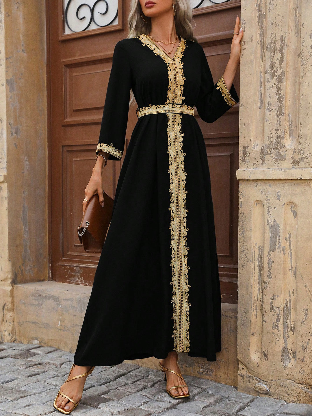 Set caftan și jalabiya SHEIN, negru