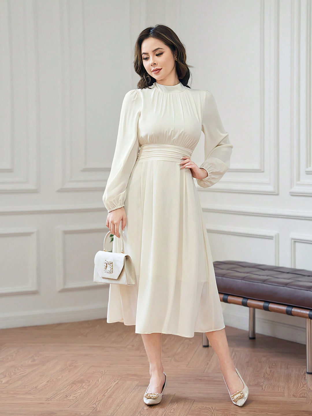 Rochie midi SHEIN, bej