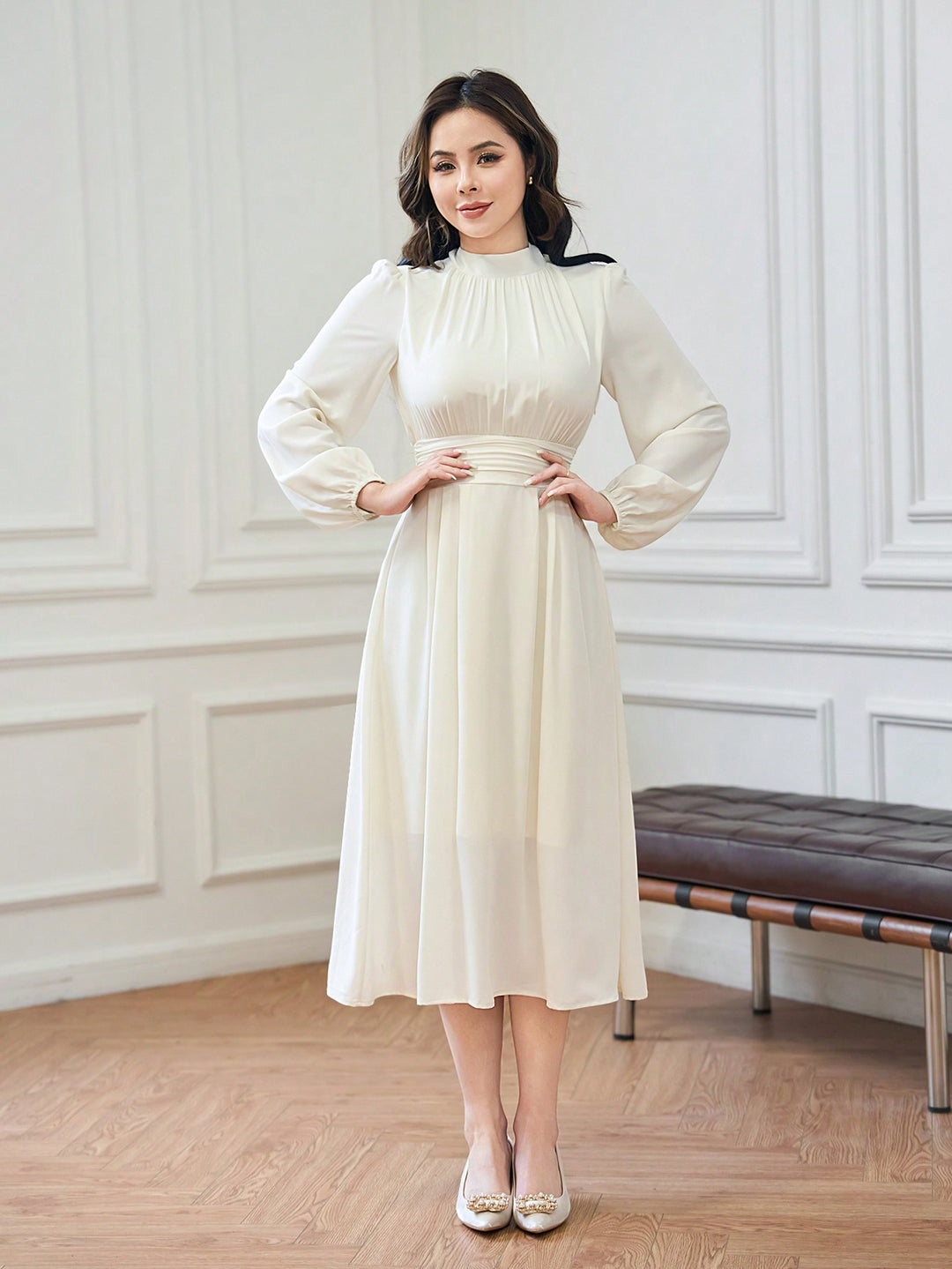 Rochie midi SHEIN, bej