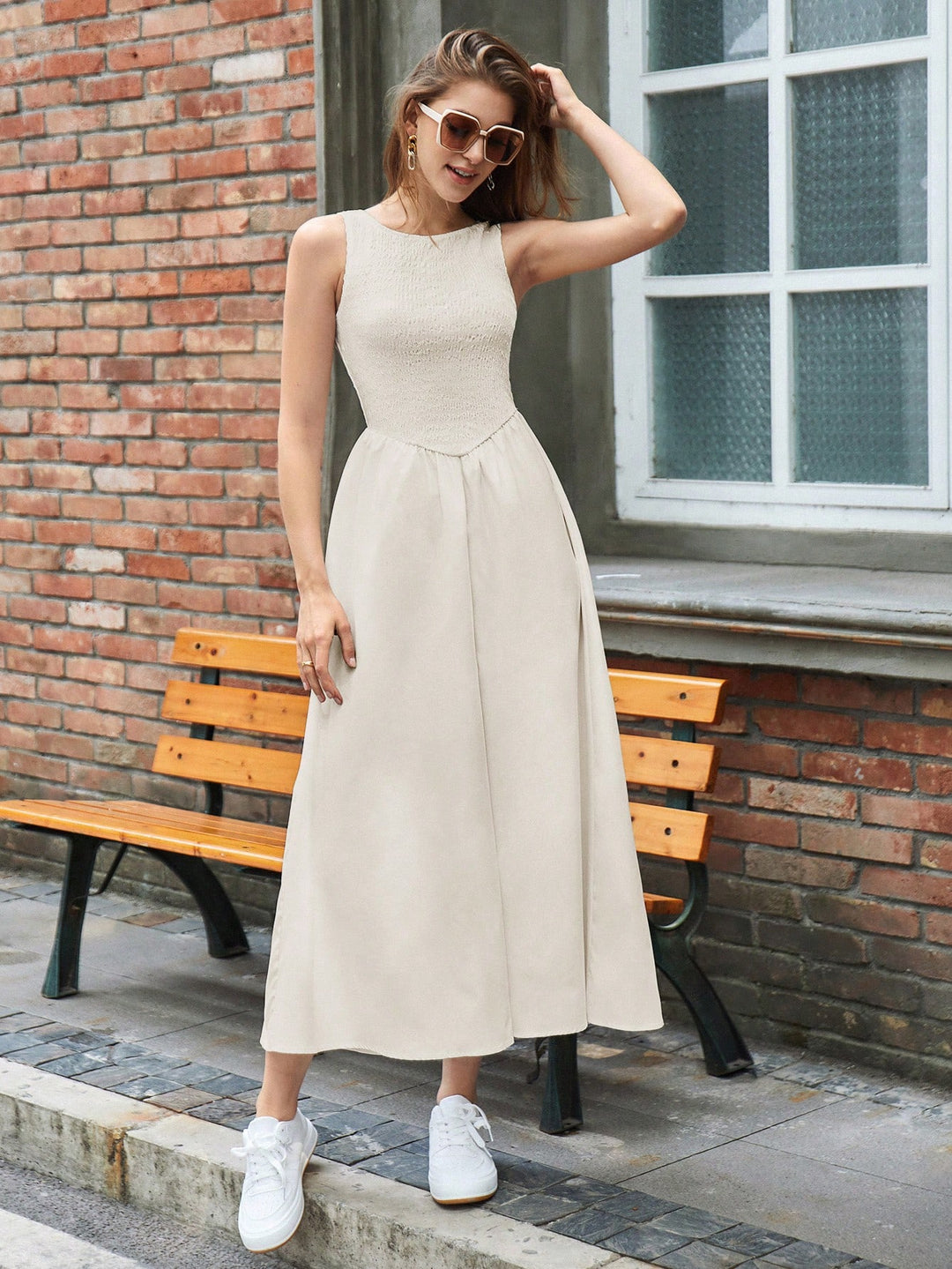 Rochie maxi SHEIN, crem