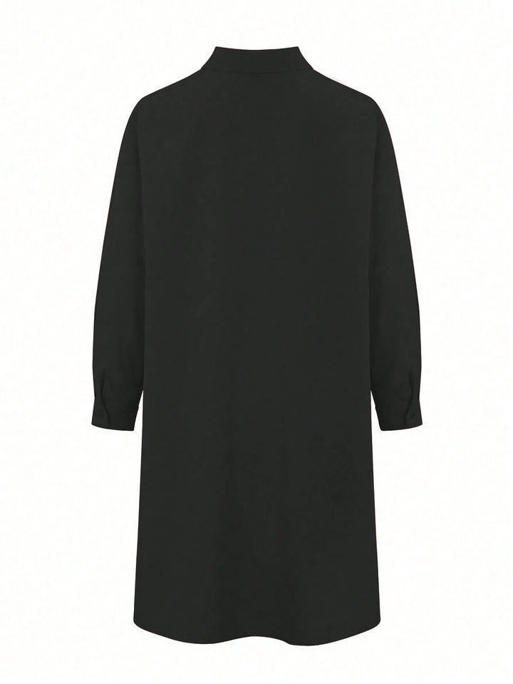 Shein Curve+ midi ruha, fekete
