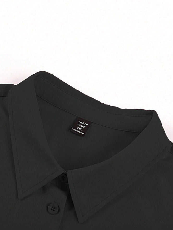 Shein Curve+ midi ruha, fekete