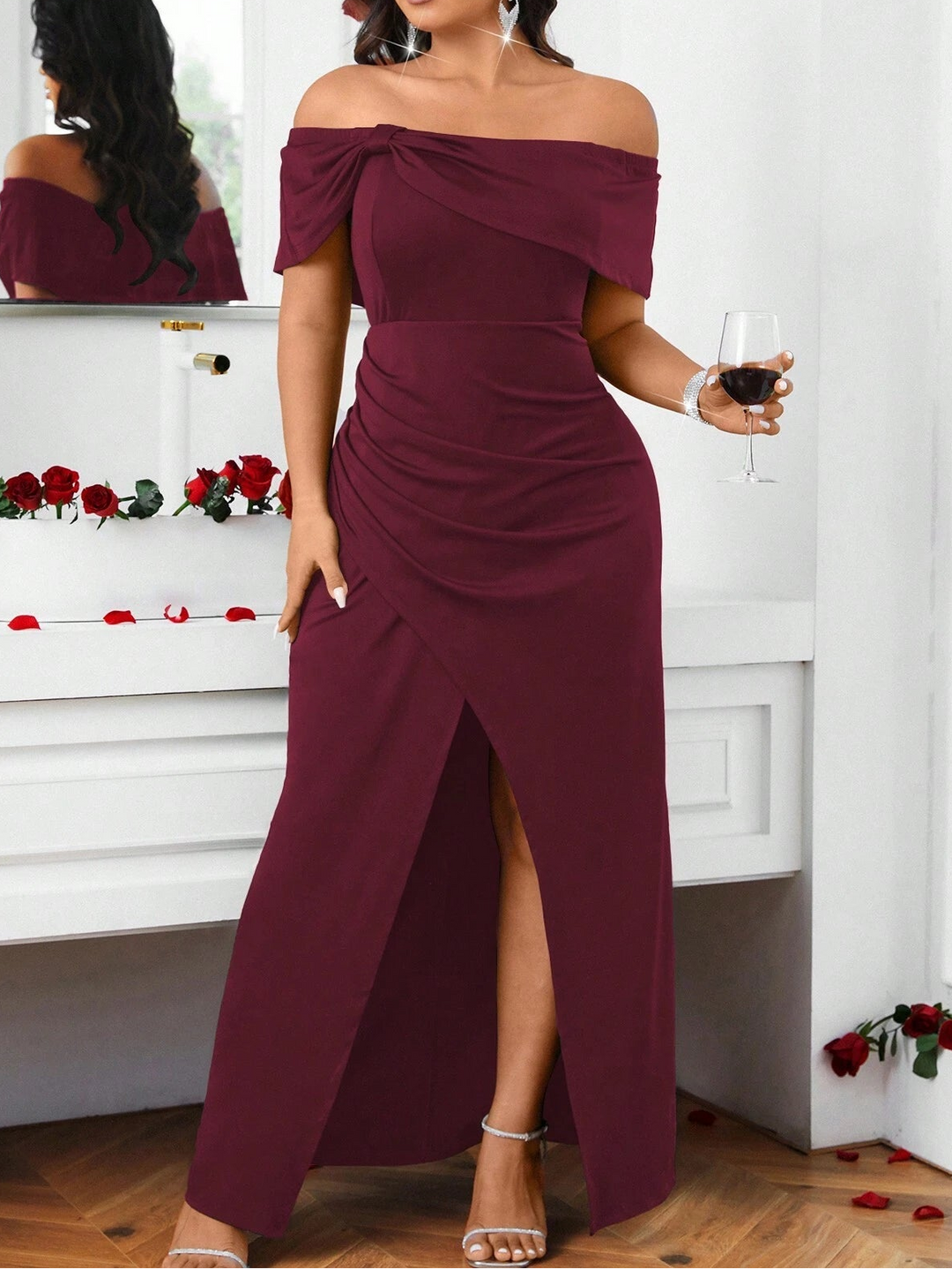 Rochie maxi SHEIN, vișiniu