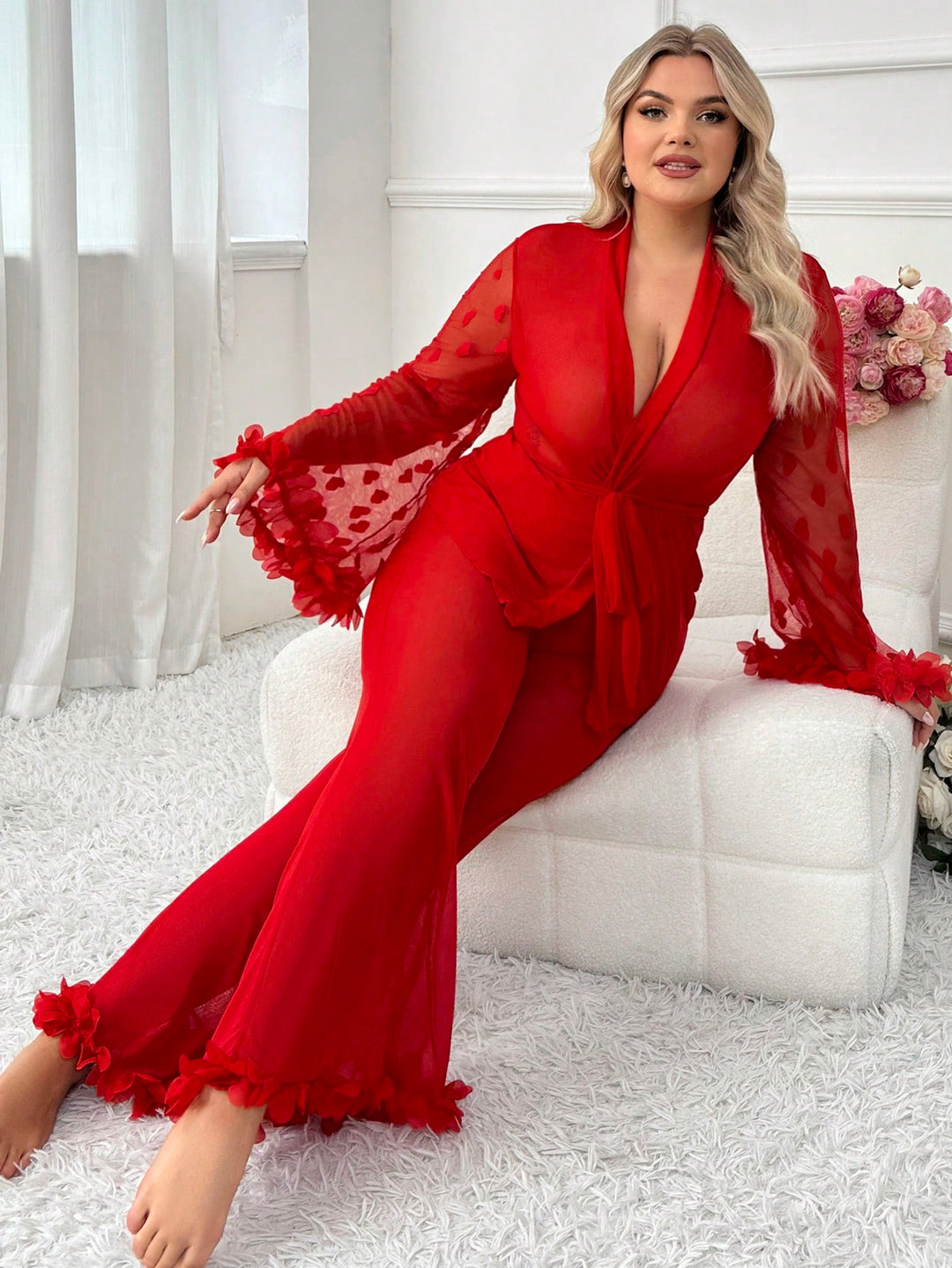 Set pijamale SHEIN, roșu