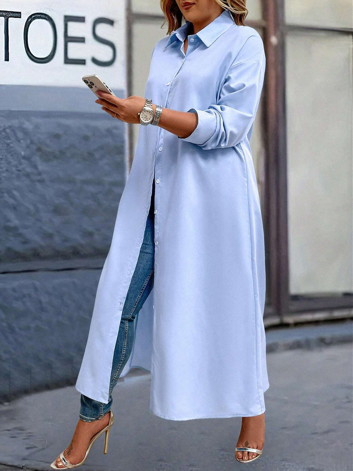 Rochie tip cămașă SHEIN, albastru
