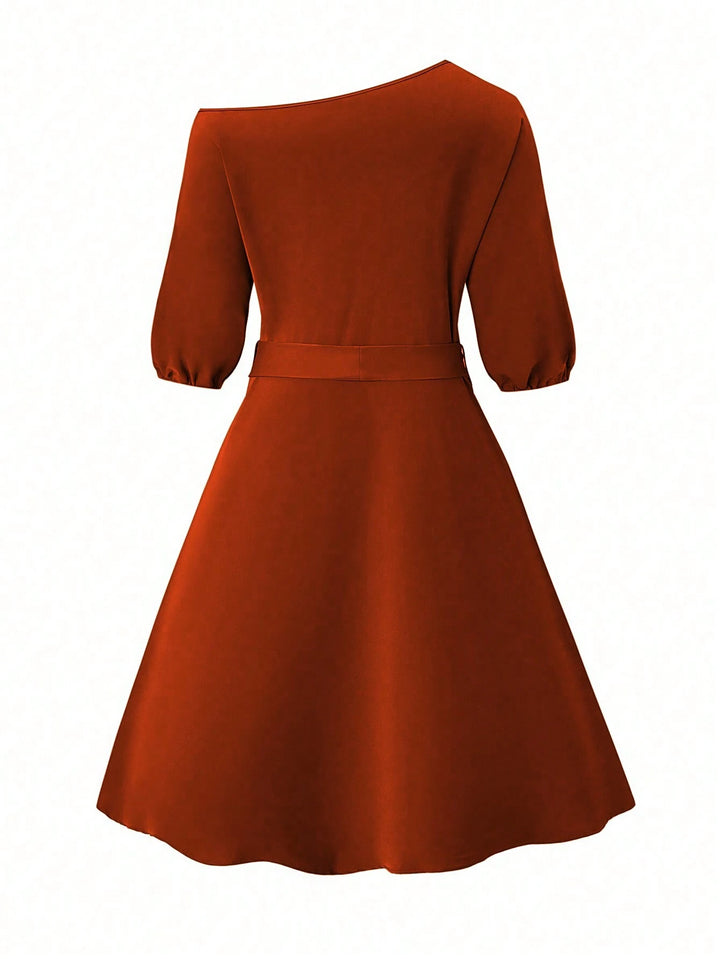 Rochie midi Shein Curve,caramiziu