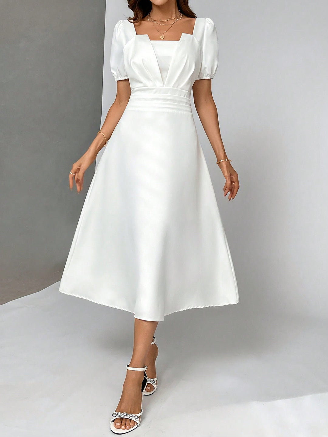 Rochie midi SHEIN, alb
