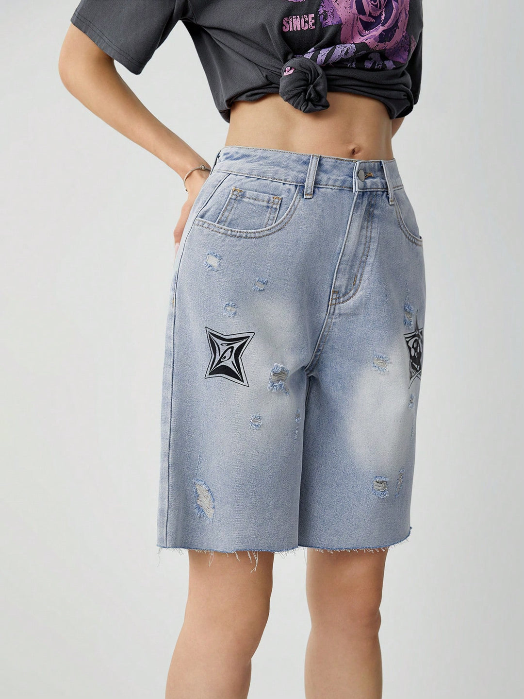 Pantaloni scurți SHEIN, albastru
