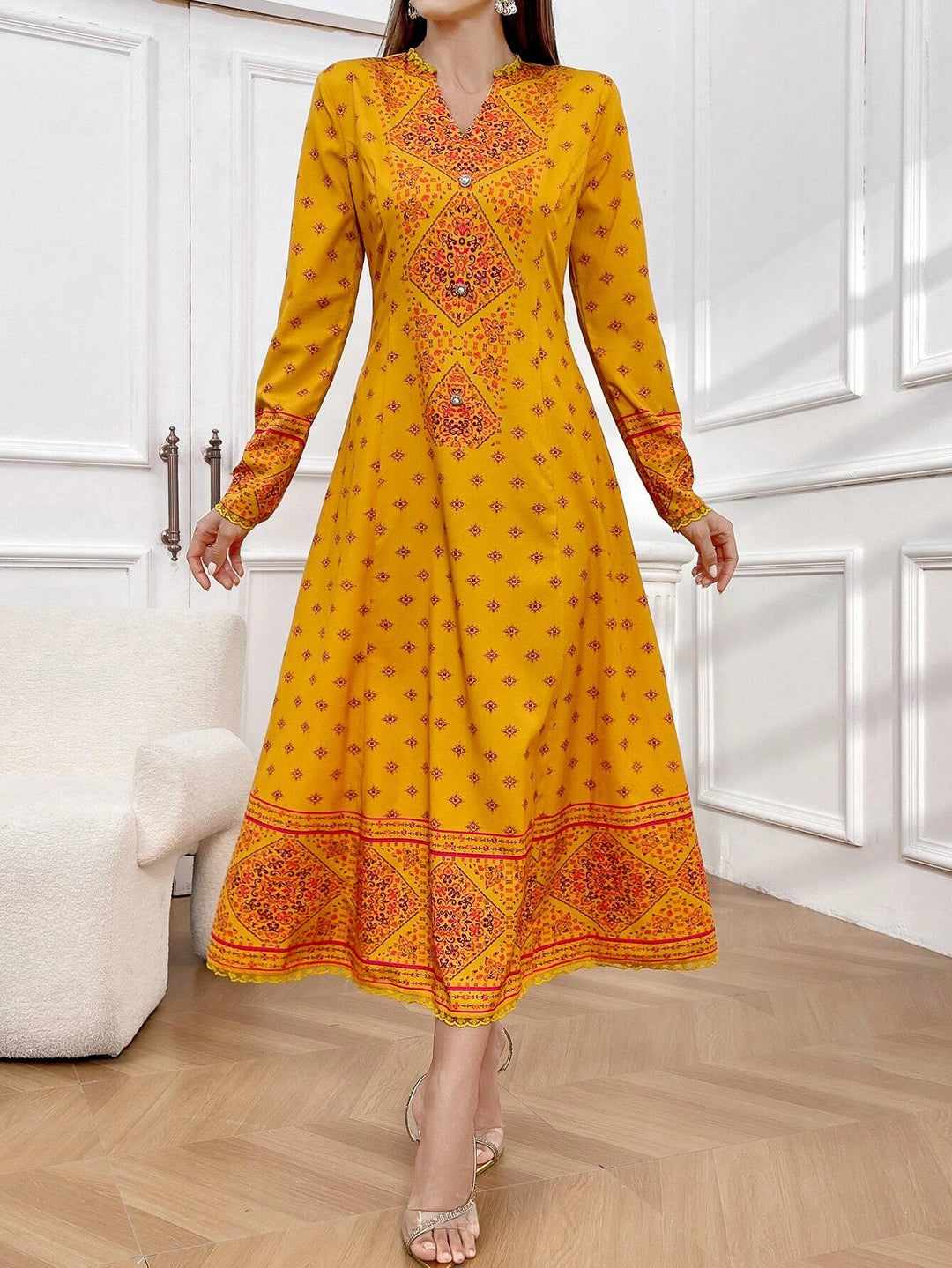 Rochie midi SHEIN, portocaliu