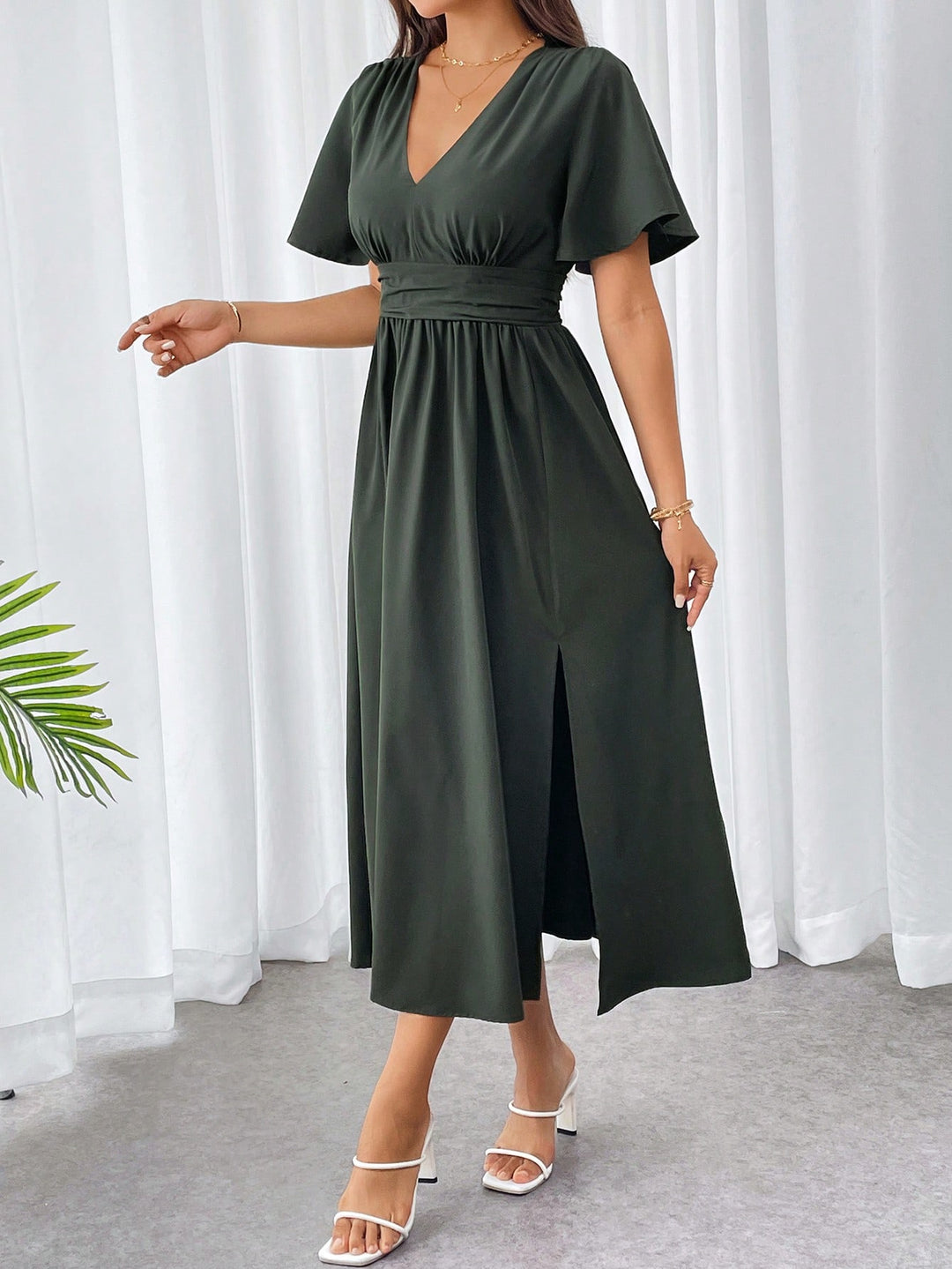 Rochie midi SHEIN, kaki