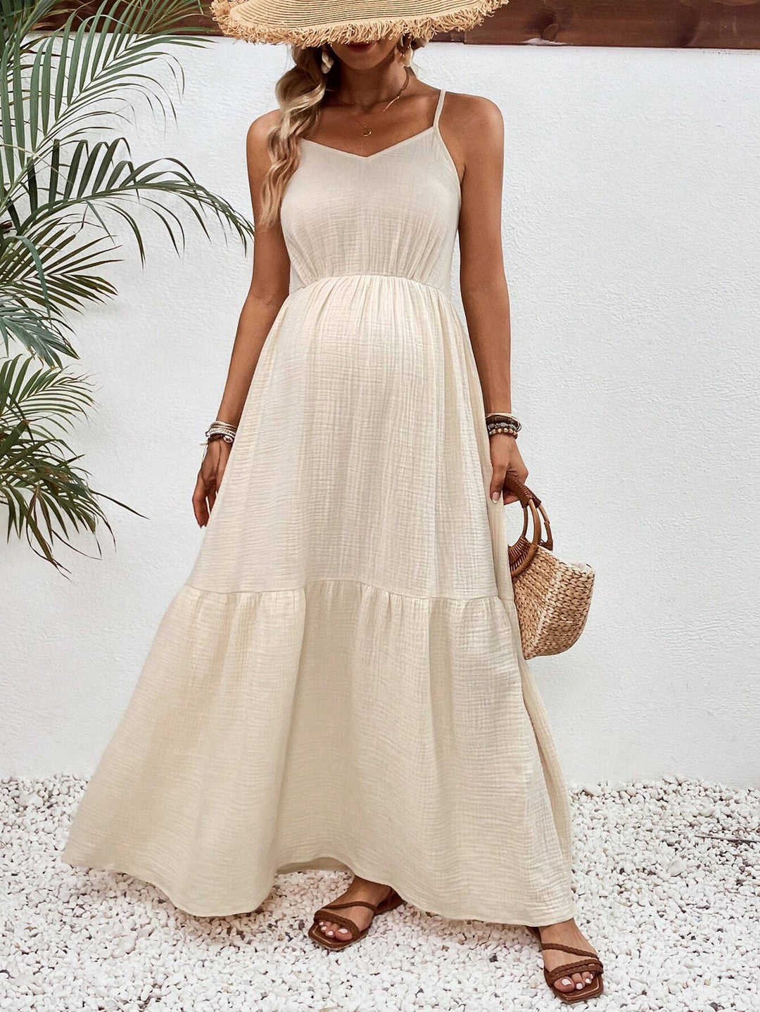 Rochie maxi SHEIN, crem