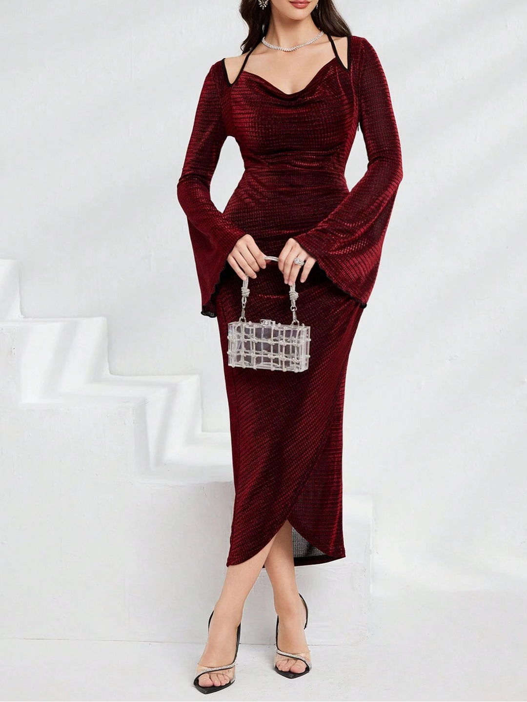 Shein midi dress, red