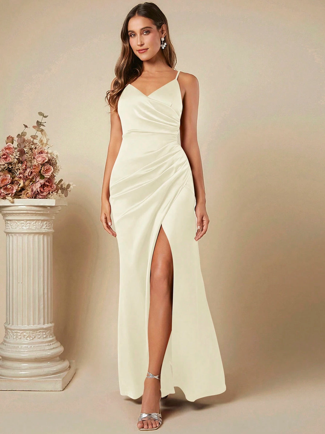 Rochie maxi SHEIN, cream