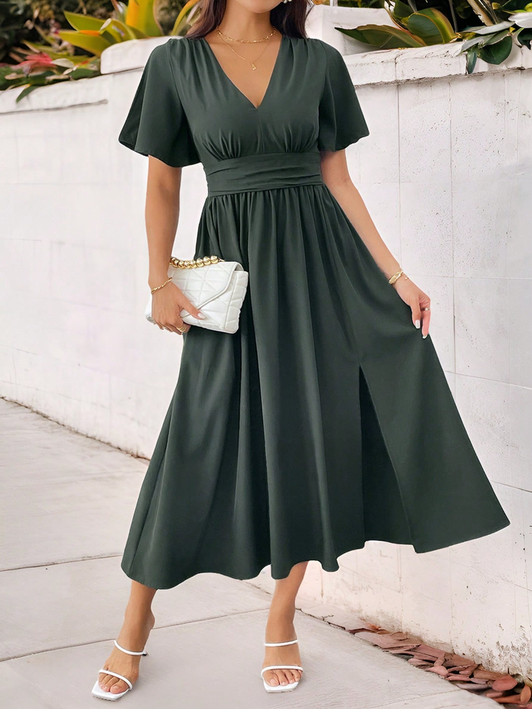 Rochie midi SHEIN, kaki