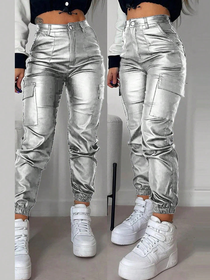 Pantaloni SHEIN, argintiu