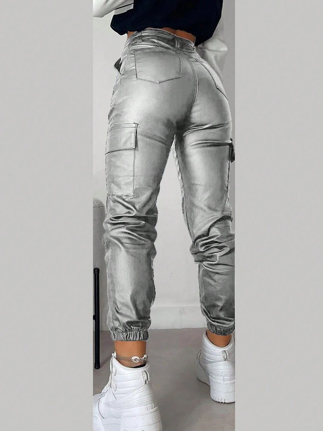 Pantaloni SHEIN, argintiu