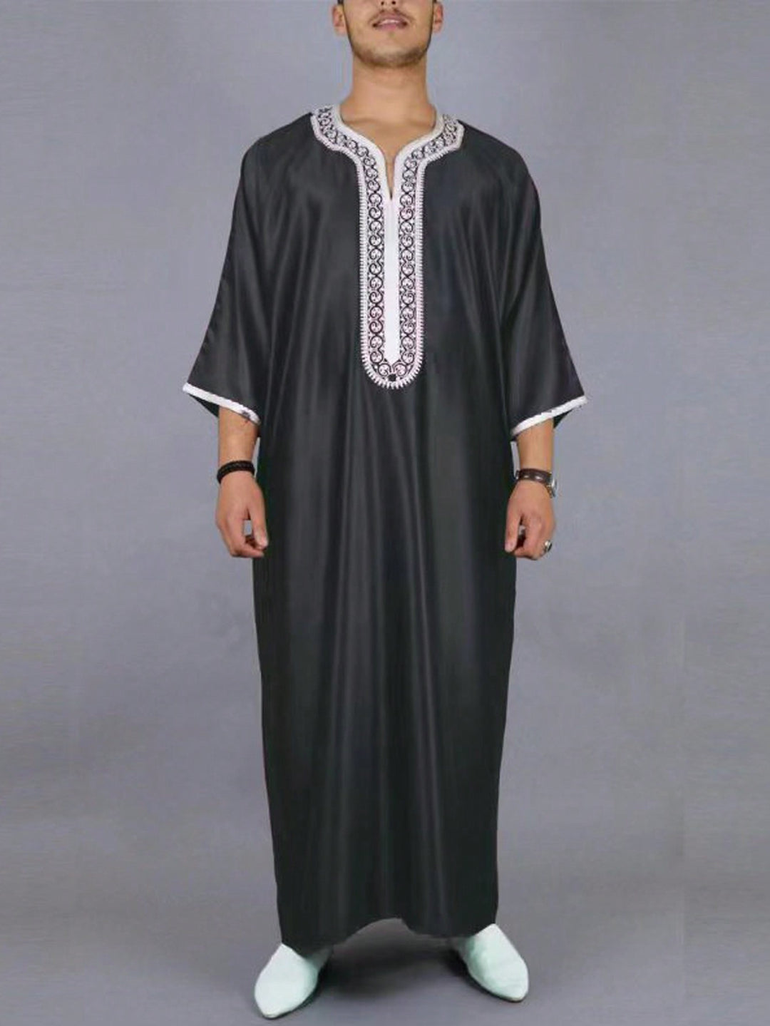 Halată bărbați cu broderie SHEIN, negru