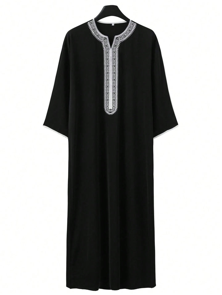 Halată bărbați cu broderie SHEIN, negru