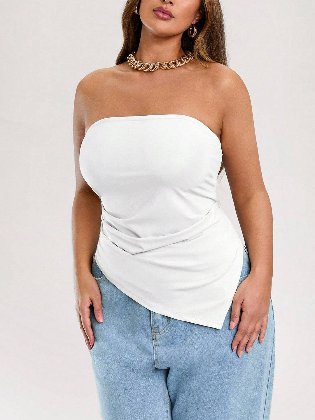 Top Shein Curve+, alb