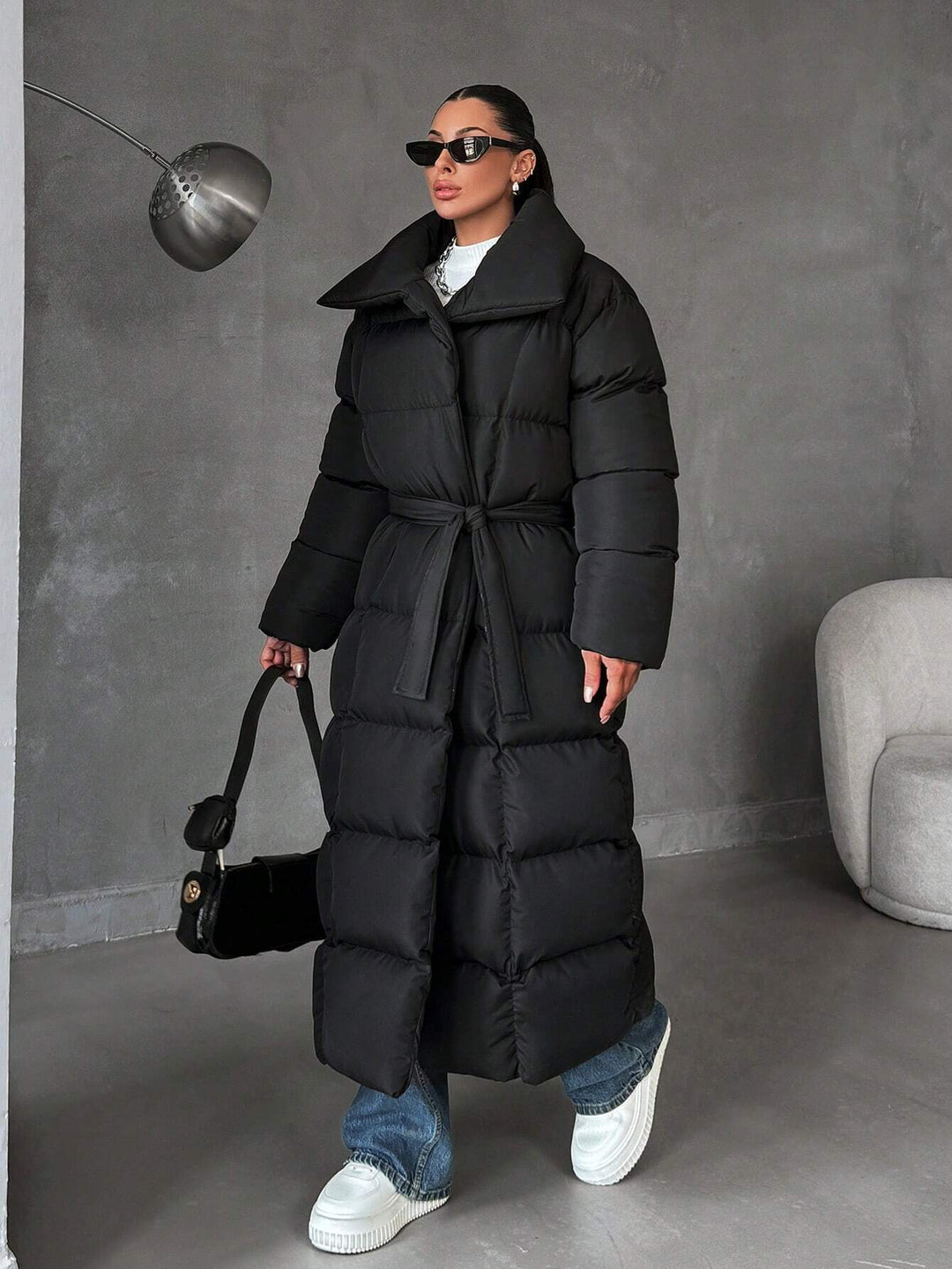 Geacă lungă SHEIN, negru
