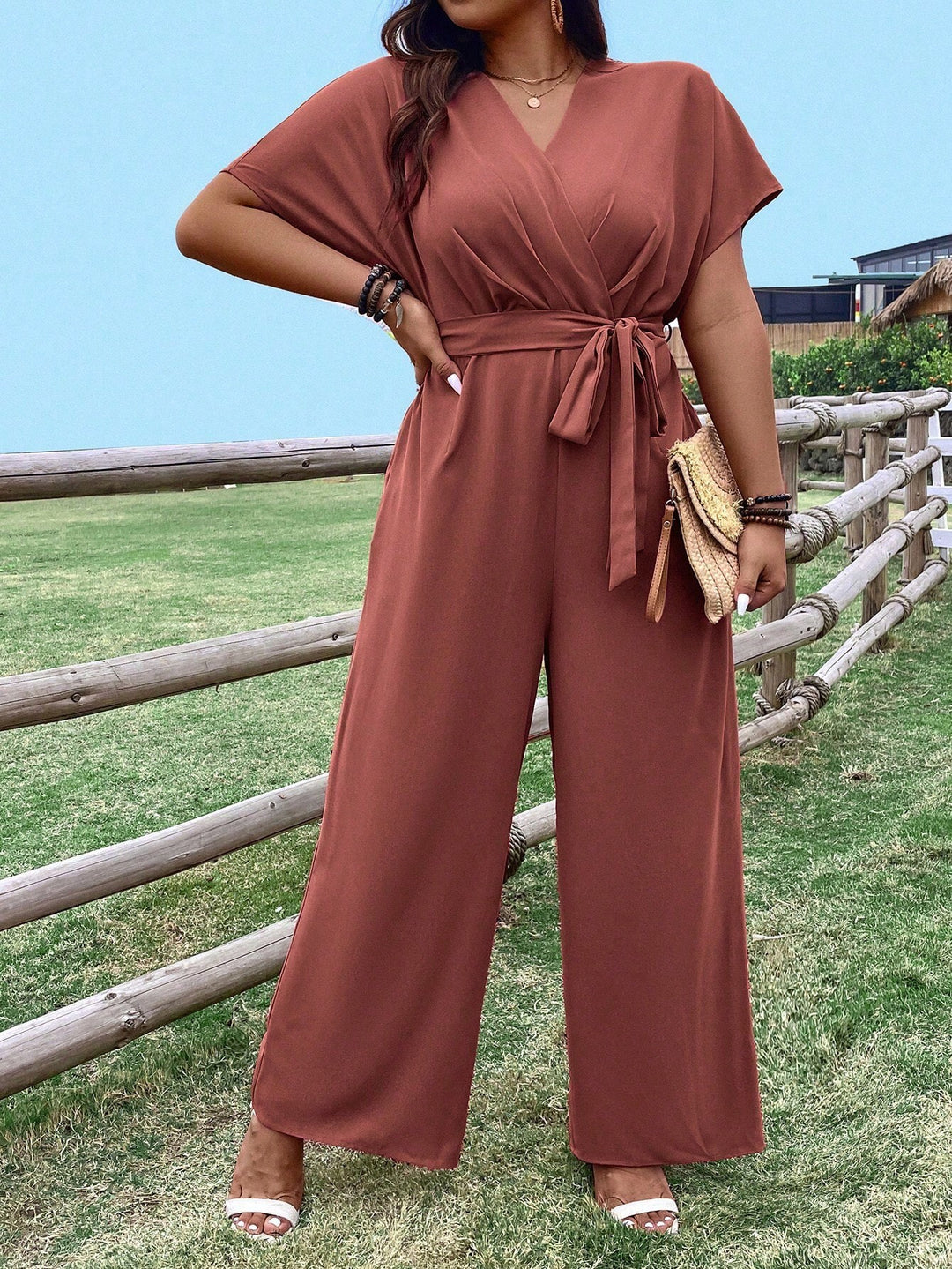 Shein Curve+ hosszú kertésznadrág, rózsaszín