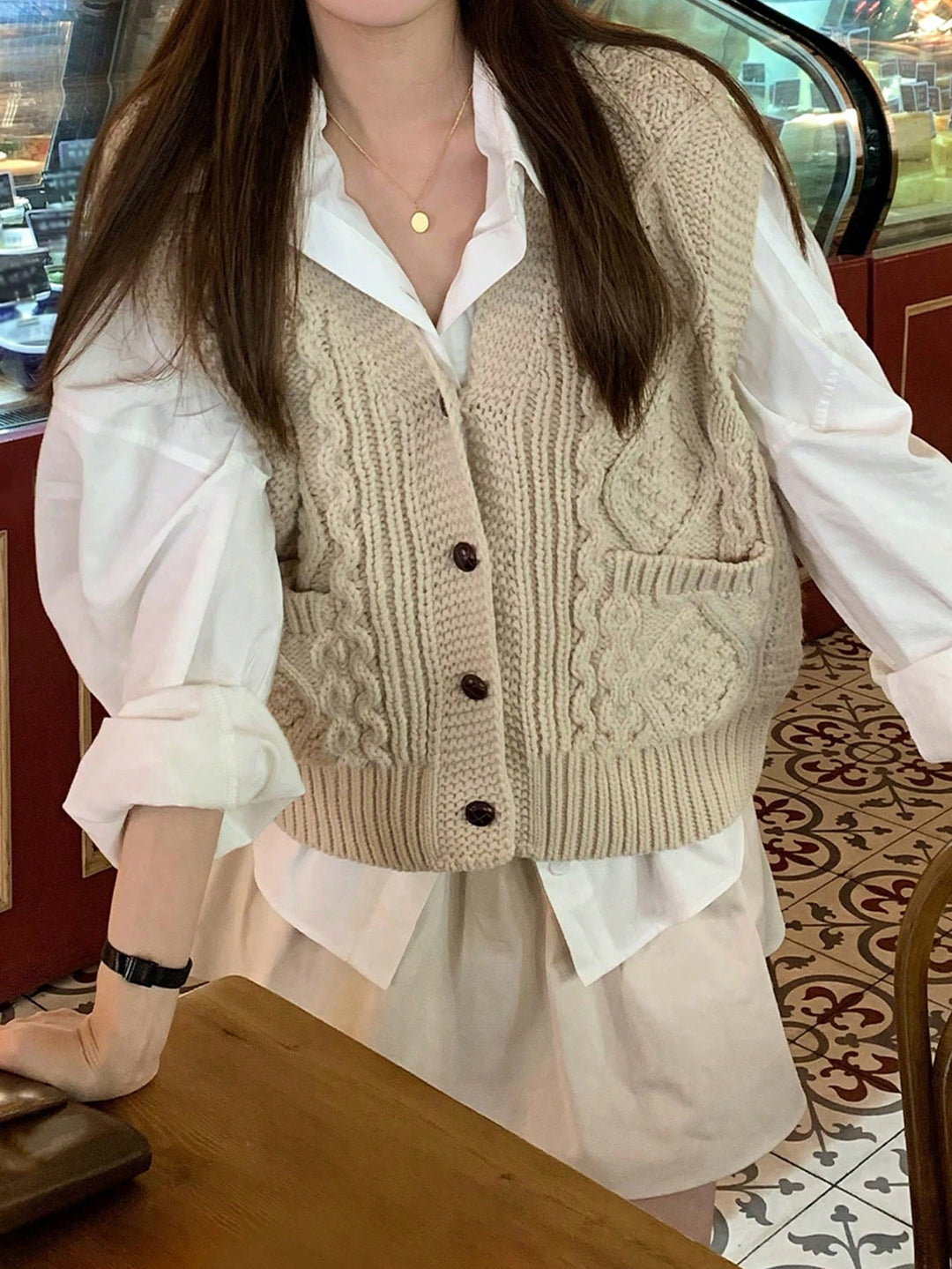 Vestă SHEIN, bej