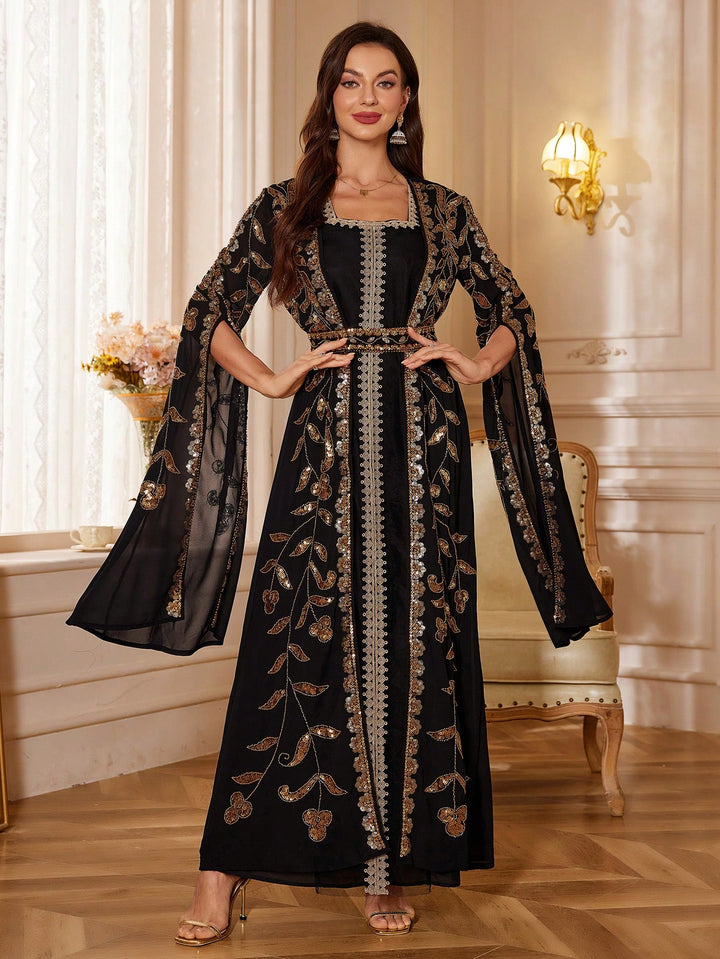 Set caftan și jalabiya SHEIN, negru