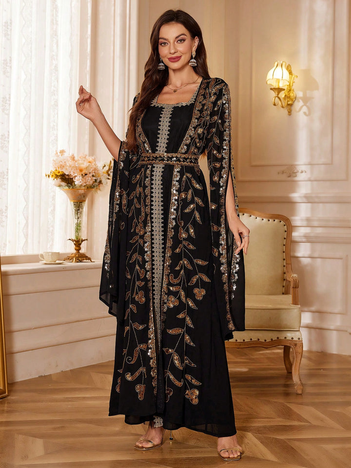 Set caftan și jalabiya SHEIN, negru