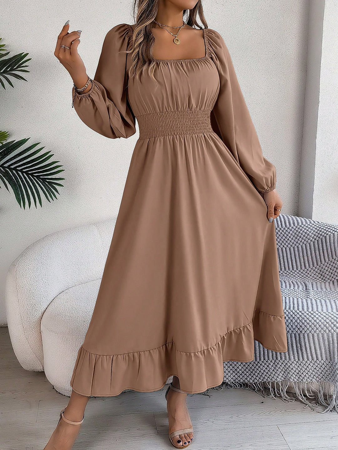 SHEIN maxi ruha, khaki
