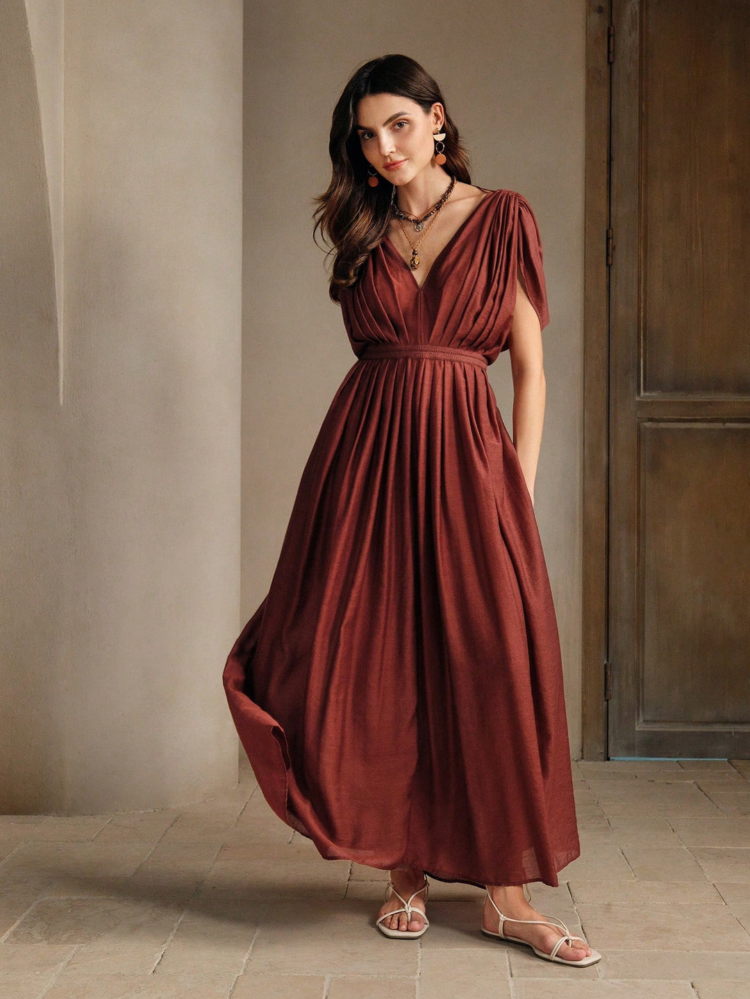 SHEIN maxi dress, brown