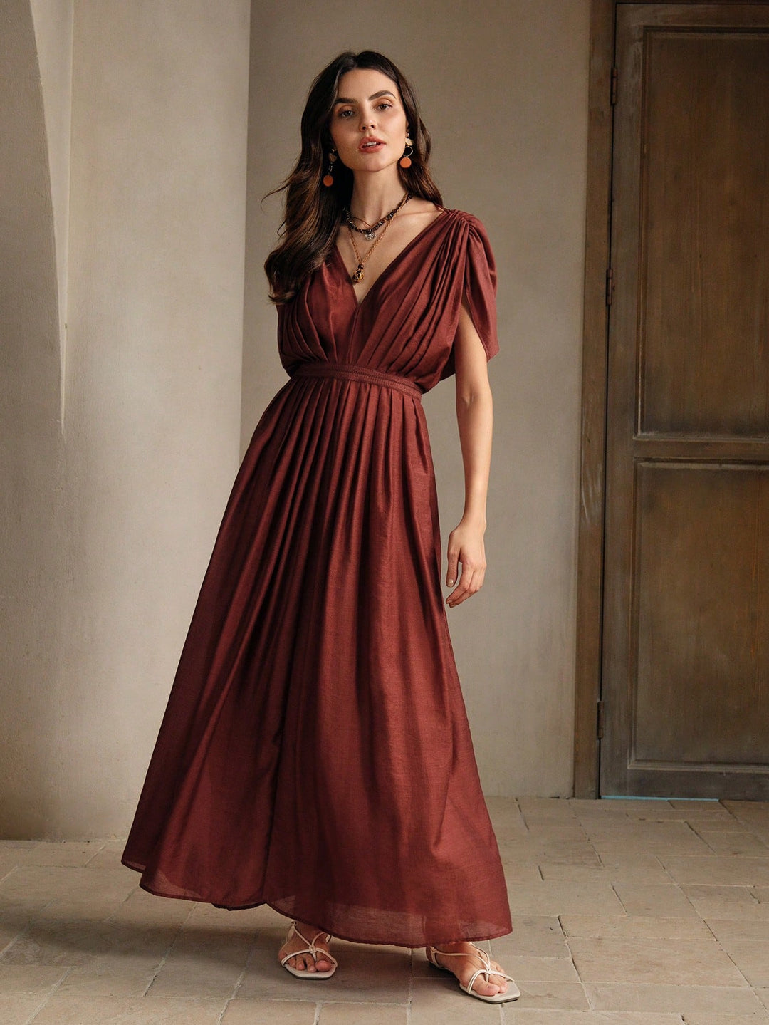 SHEIN maxi dress, brown