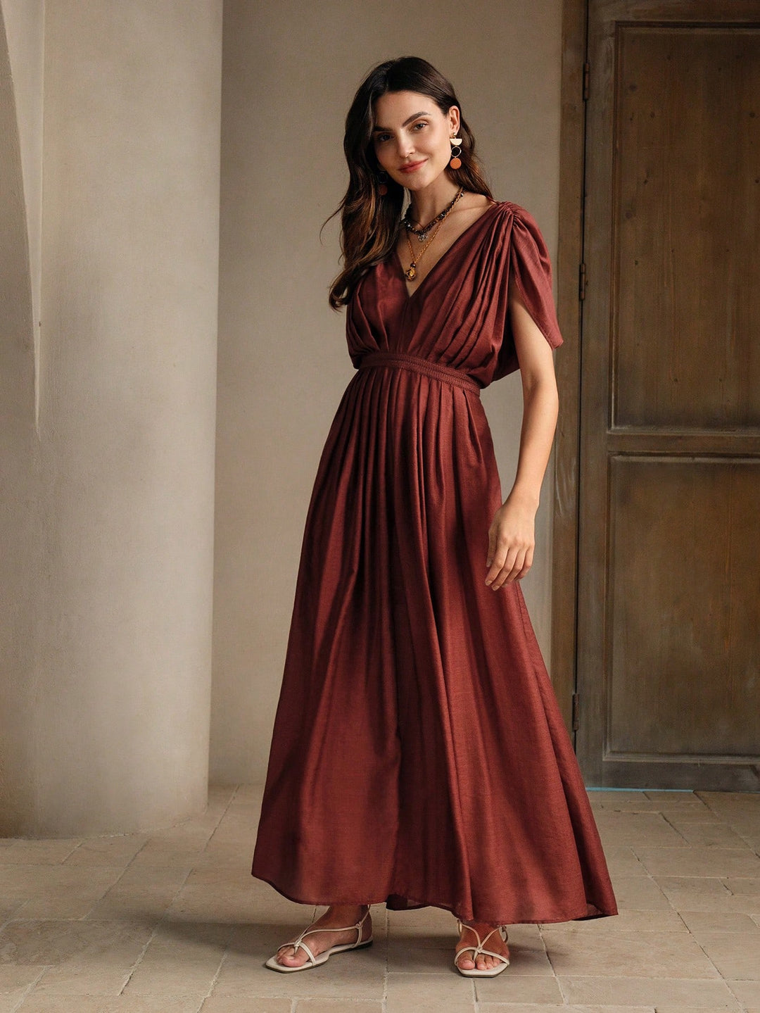SHEIN maxi dress, brown