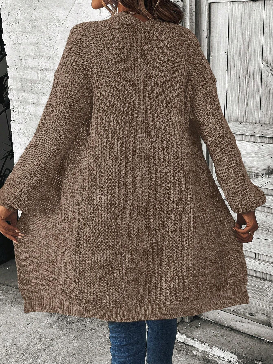 Cardigan lung SHEIN, maro
