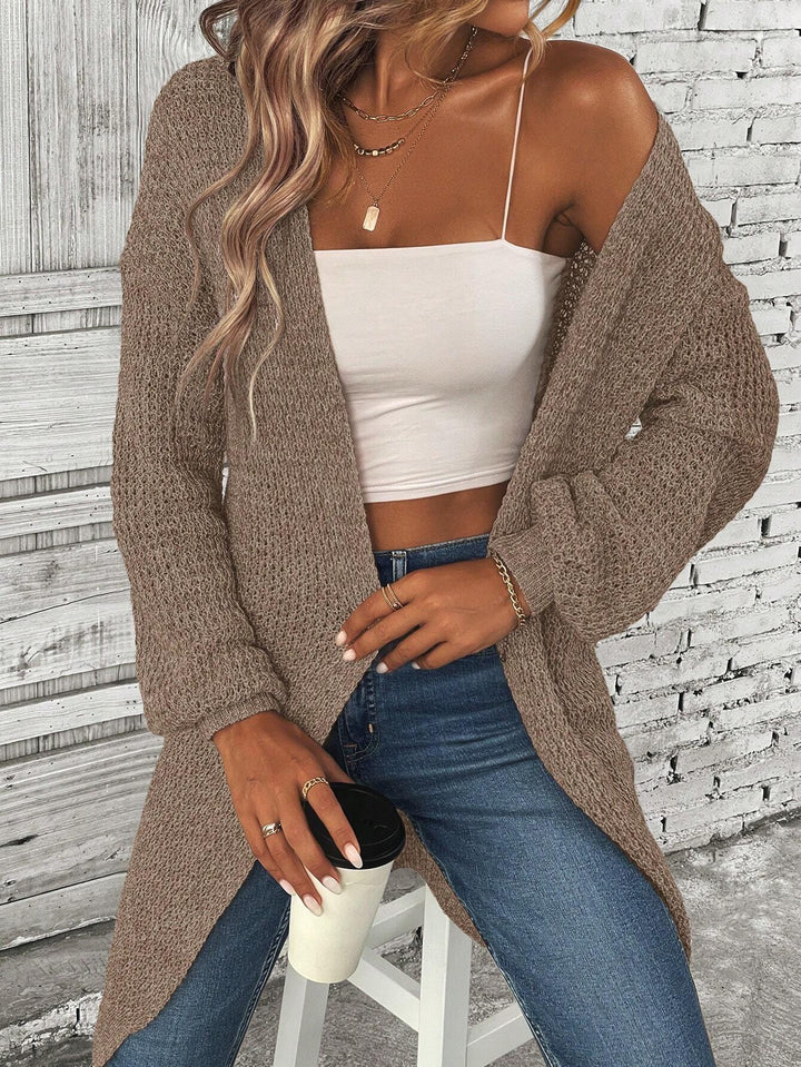 Cardigan lung SHEIN, maro