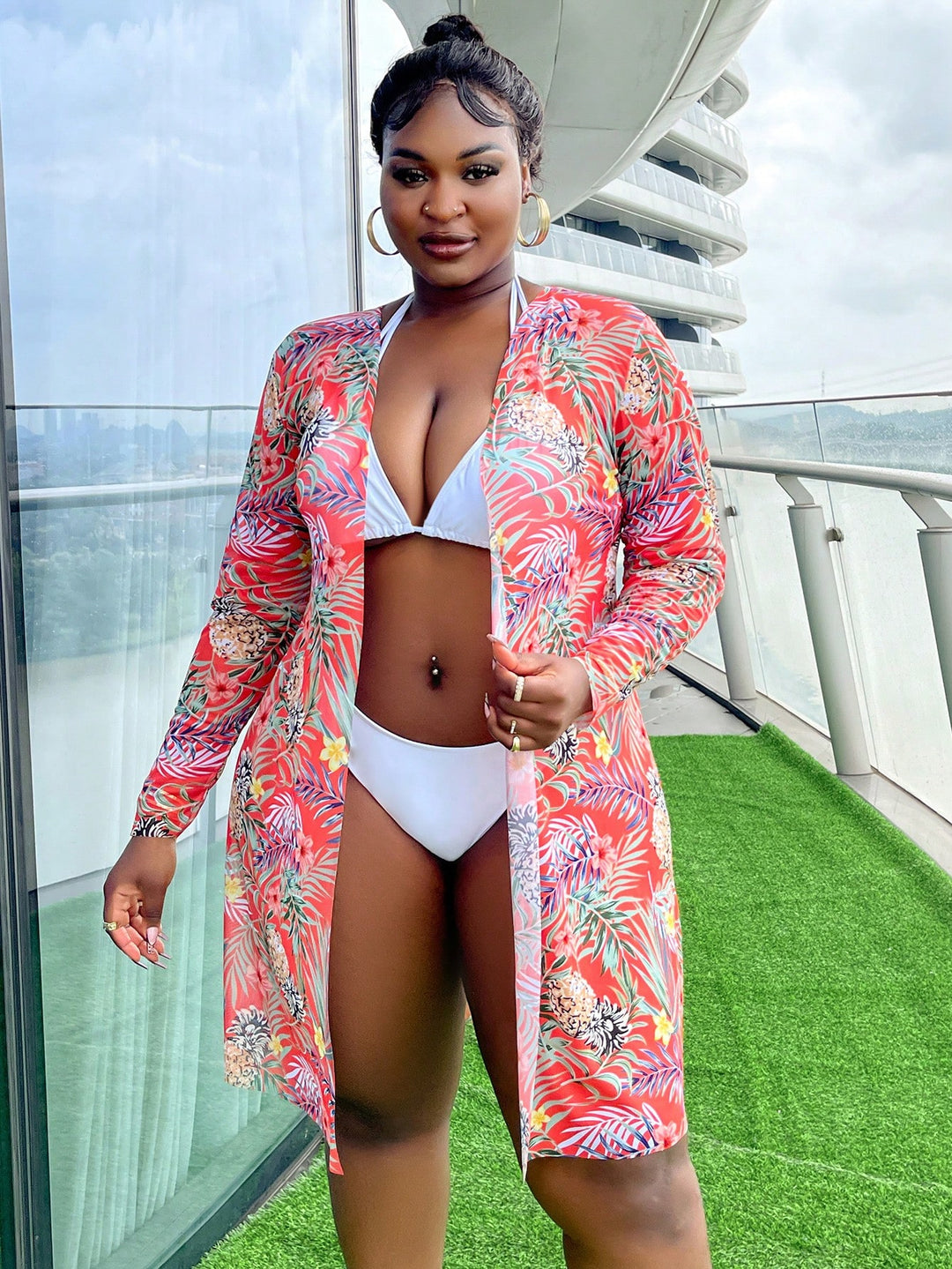 Kimono de plaja SHEIN, portocaliu