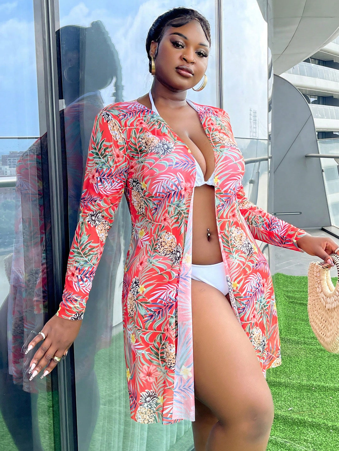 Kimono de plaja SHEIN, portocaliu