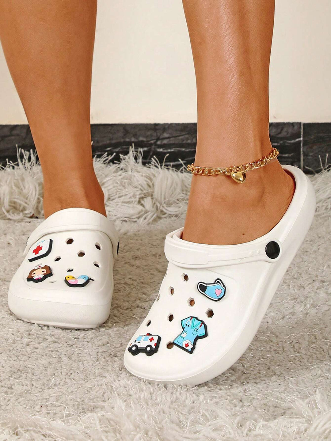 SHEIN papucs, fehér