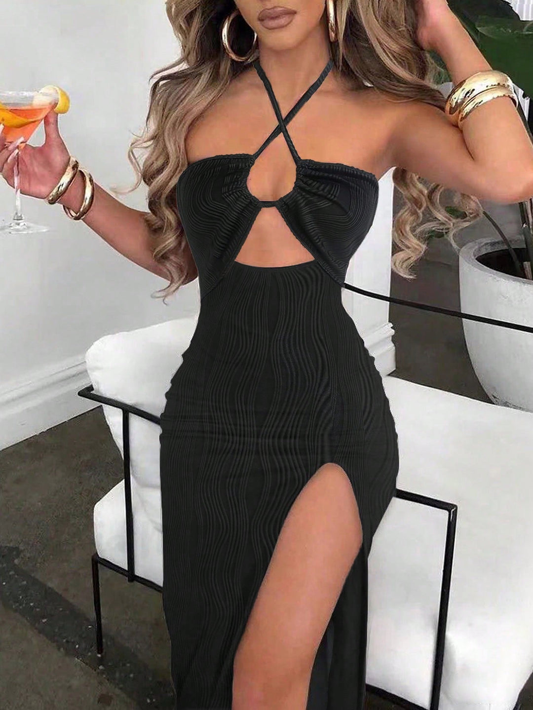 SHEIN maxi ruha, fekete